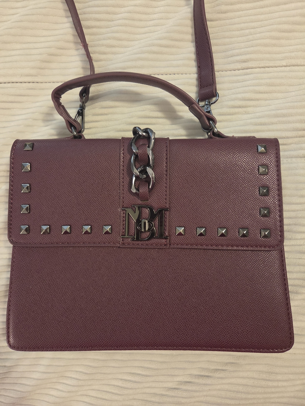 Bagley Mischka Top-Handle/crossbody Womens Bag in Plum with Stud/chain Detail